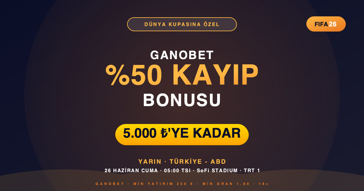 Ganobet Dünya Kupası Kayıp Bonusu — 5.000 TL Free Bet TR-ABD
