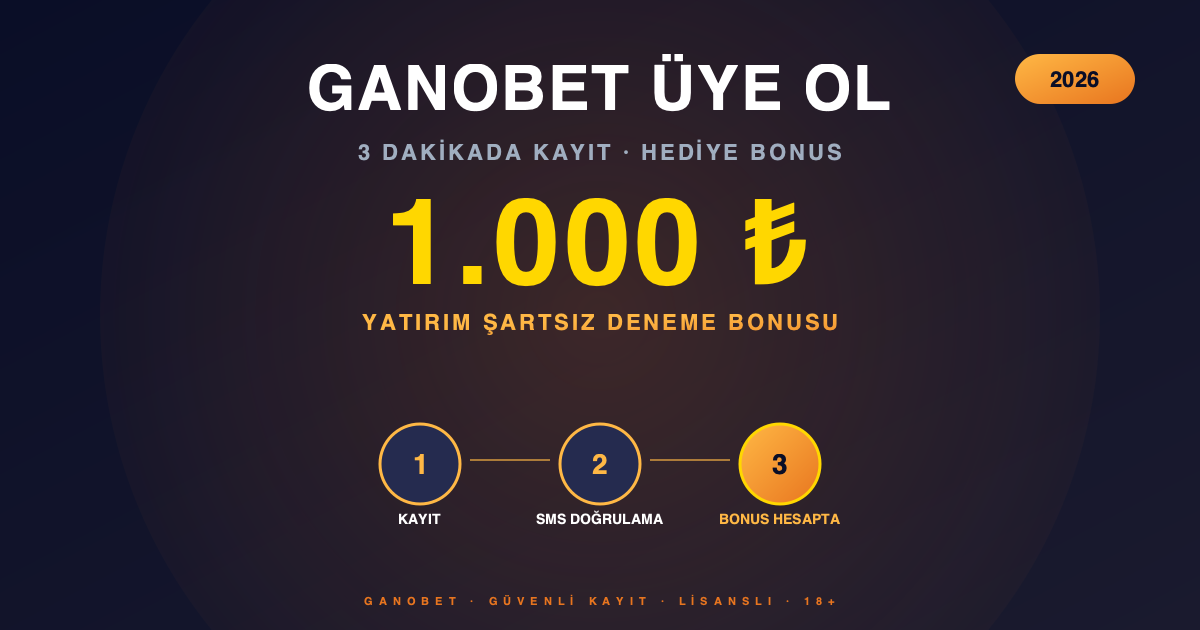Ganobet Üye Ol 2026 — 3 Dakika Kayıt ve 1.000 TL Bonus